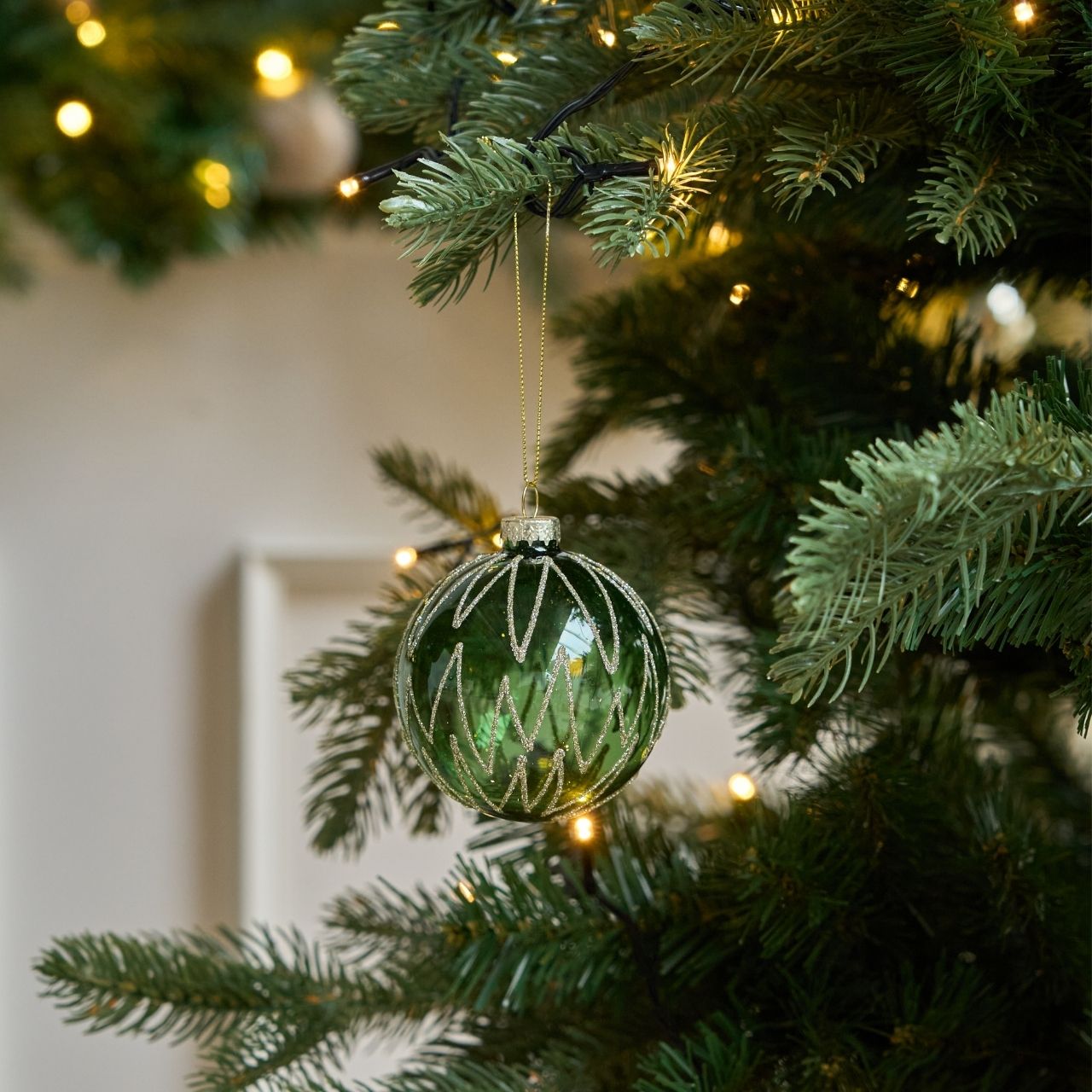 Weihnachtskugeln mit Zickzack-Muster, 4 Stk.